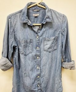 Chambray jean style long sleeve shirt
